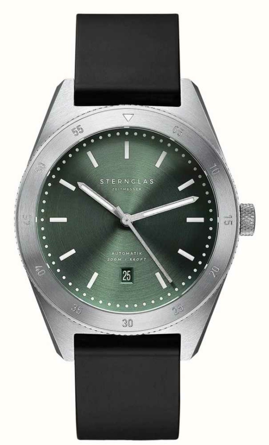 Men'S STERNGLAS | Sternglas Marus Automatic (42Mm) Green Dial / Black Rubber