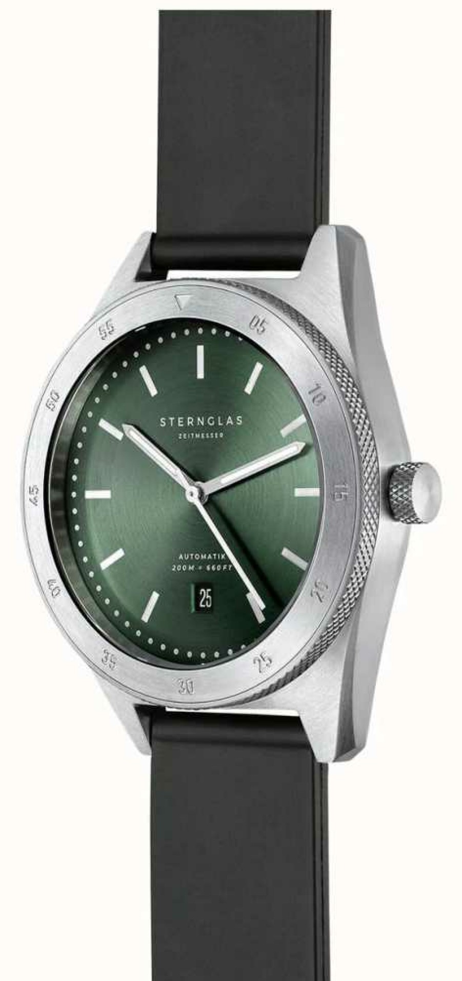 Men'S STERNGLAS | Sternglas Marus Automatic (42Mm) Green Dial / Black Rubber