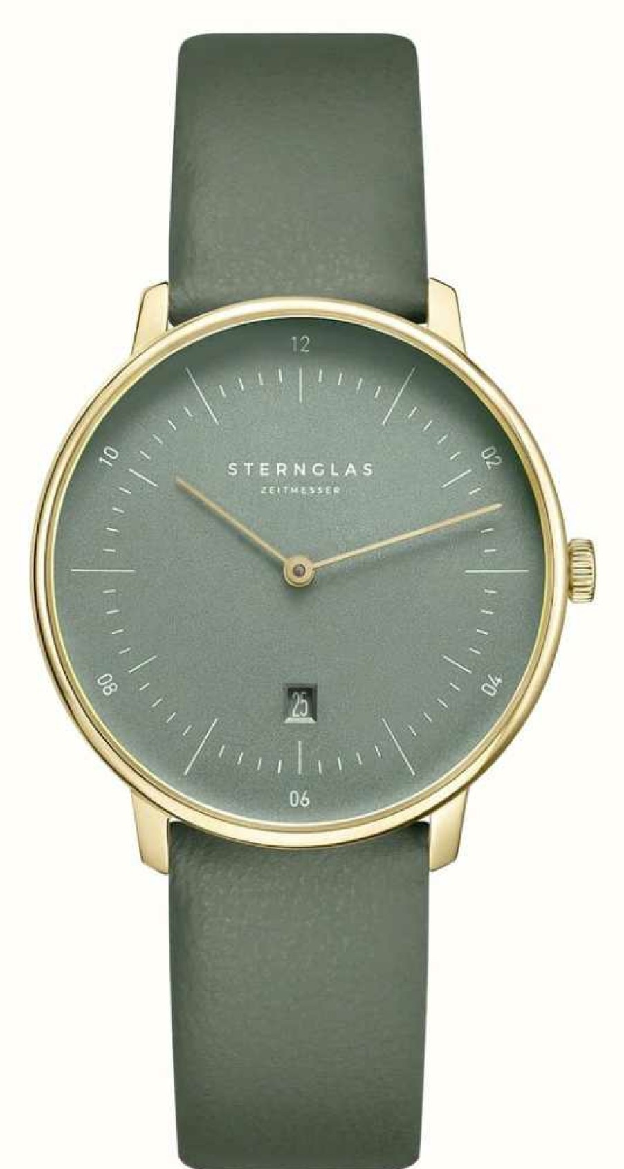 Women'S STERNGLAS | Sternglas Naos Xs Edition Flora Quartz (33Mm) Sage-Green Dial / Sage-Green Leather