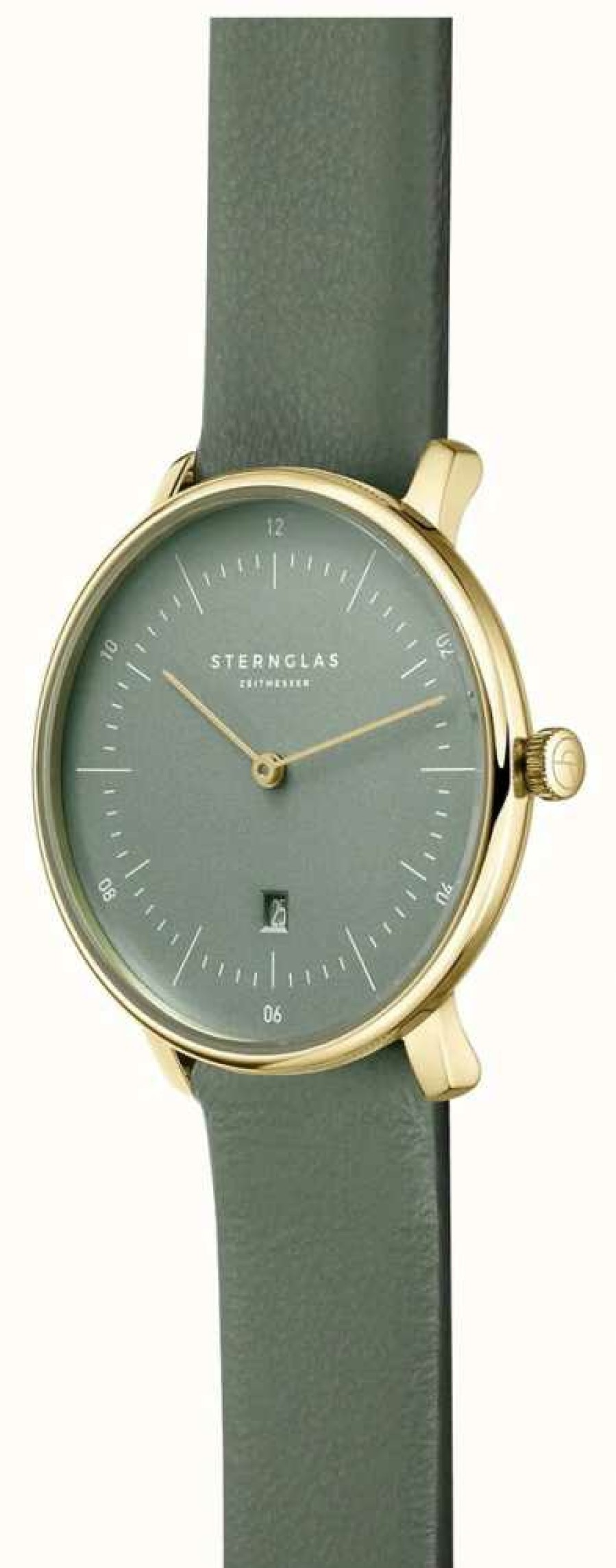 Women'S STERNGLAS | Sternglas Naos Xs Edition Flora Quartz (33Mm) Sage-Green Dial / Sage-Green Leather