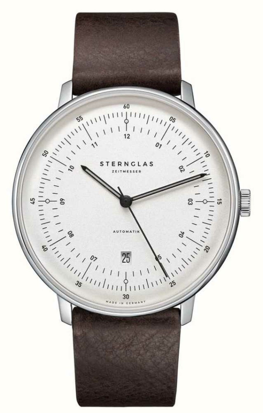 Men'S STERNGLAS | Sternglas Hamburg Automatic (42Mm) White Dial / Brown Leather