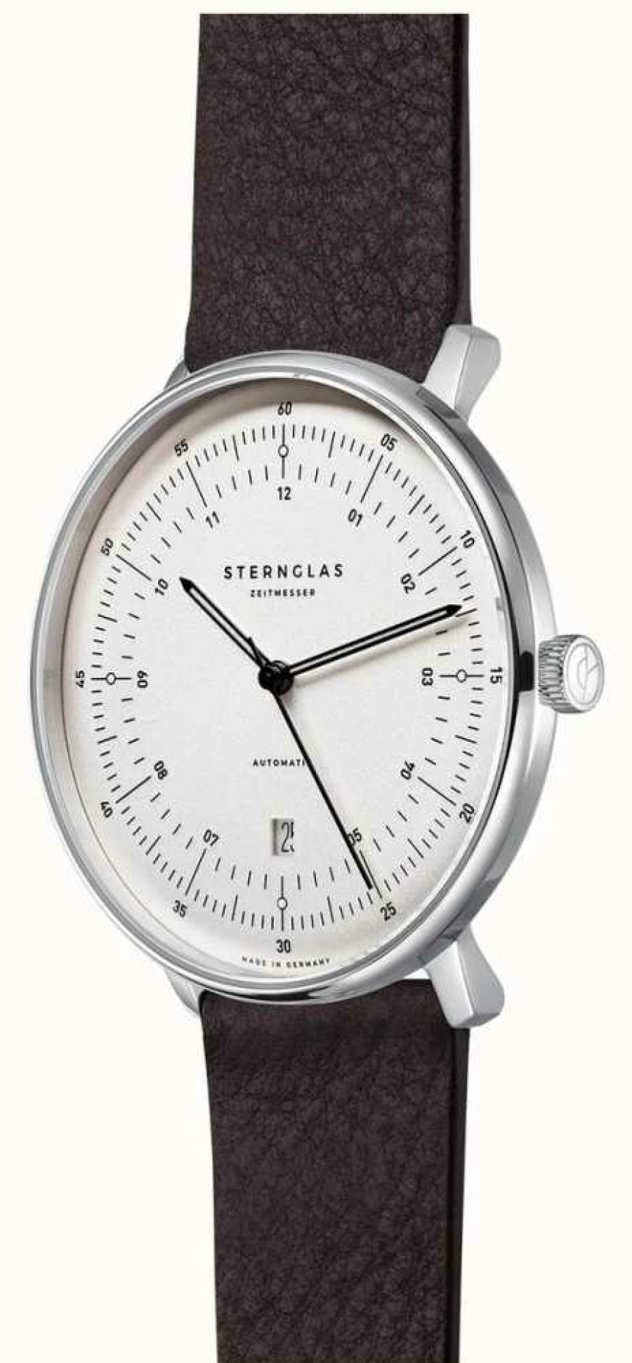 Men'S STERNGLAS | Sternglas Hamburg Automatic (42Mm) White Dial / Brown Leather