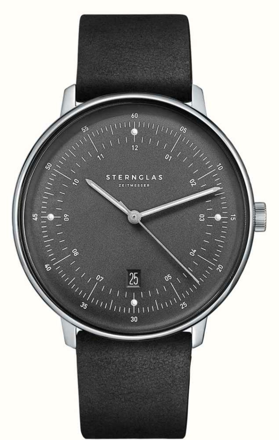 Men'S STERNGLAS | Sternglas Hamburg Automatic (42Mm) Graphite Dial / Black Leather