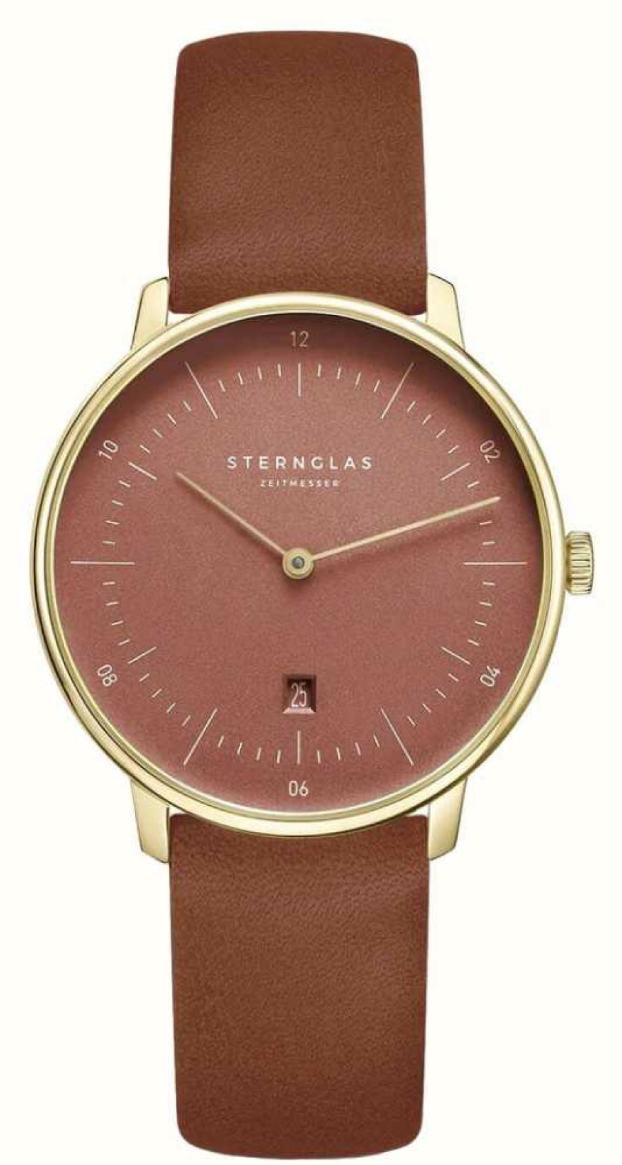 Women'S STERNGLAS | Sternglas Naos Xs Edition Flora Quartz (33Mm) Terracotta-Red Dial / Terracotta-Red Leather