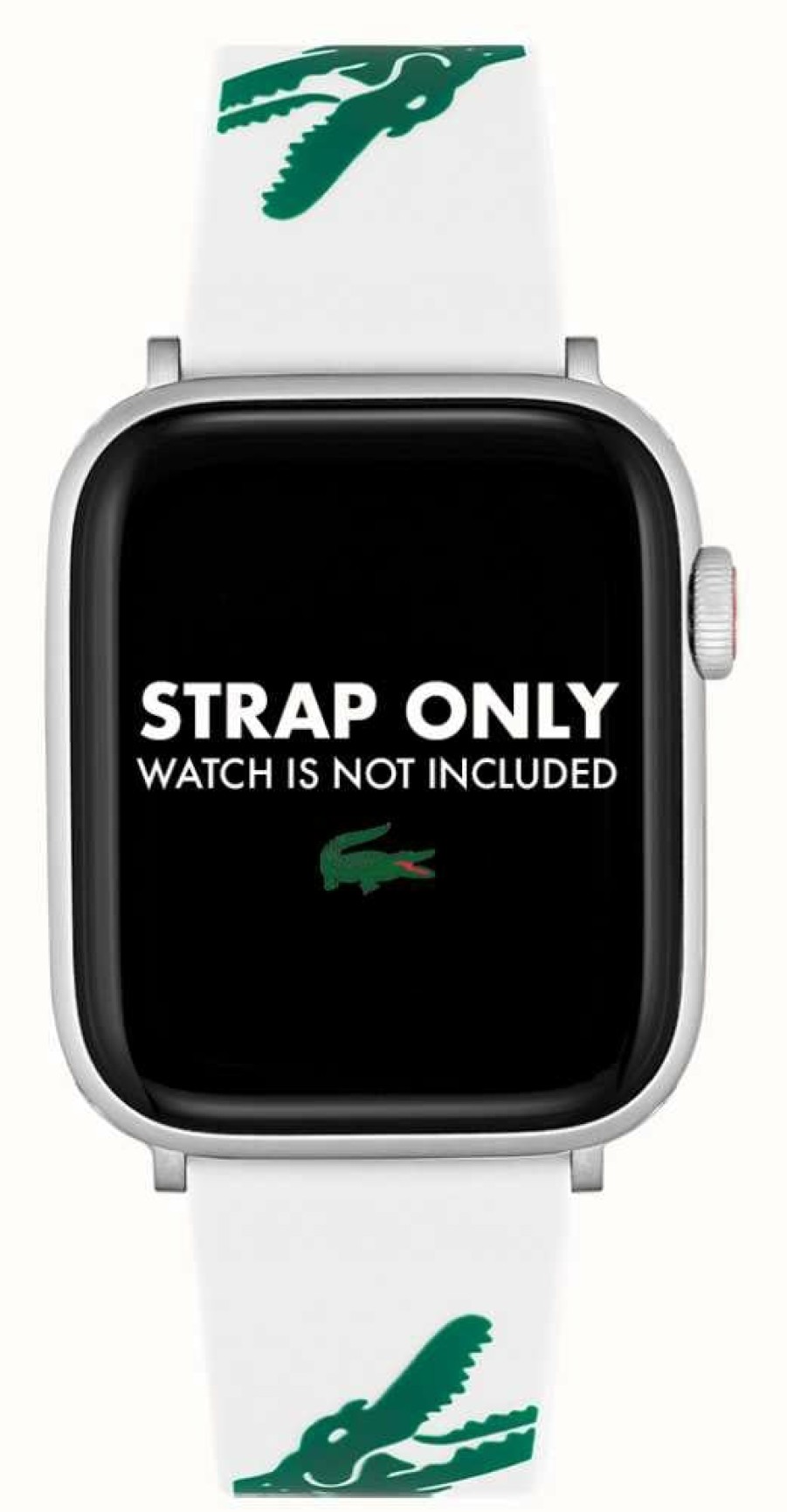 Men'S Lacoste | Lacoste Apple Watch Strap (42/44/45Mm) White And Green Silicone