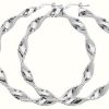 Jewelry James Moore | James Moore Th Silver Twist Hoop Earrings 50Mm