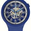 Men'S Swatch | Swatch Big Bold Iswatch Blue Silicone Strap Watch