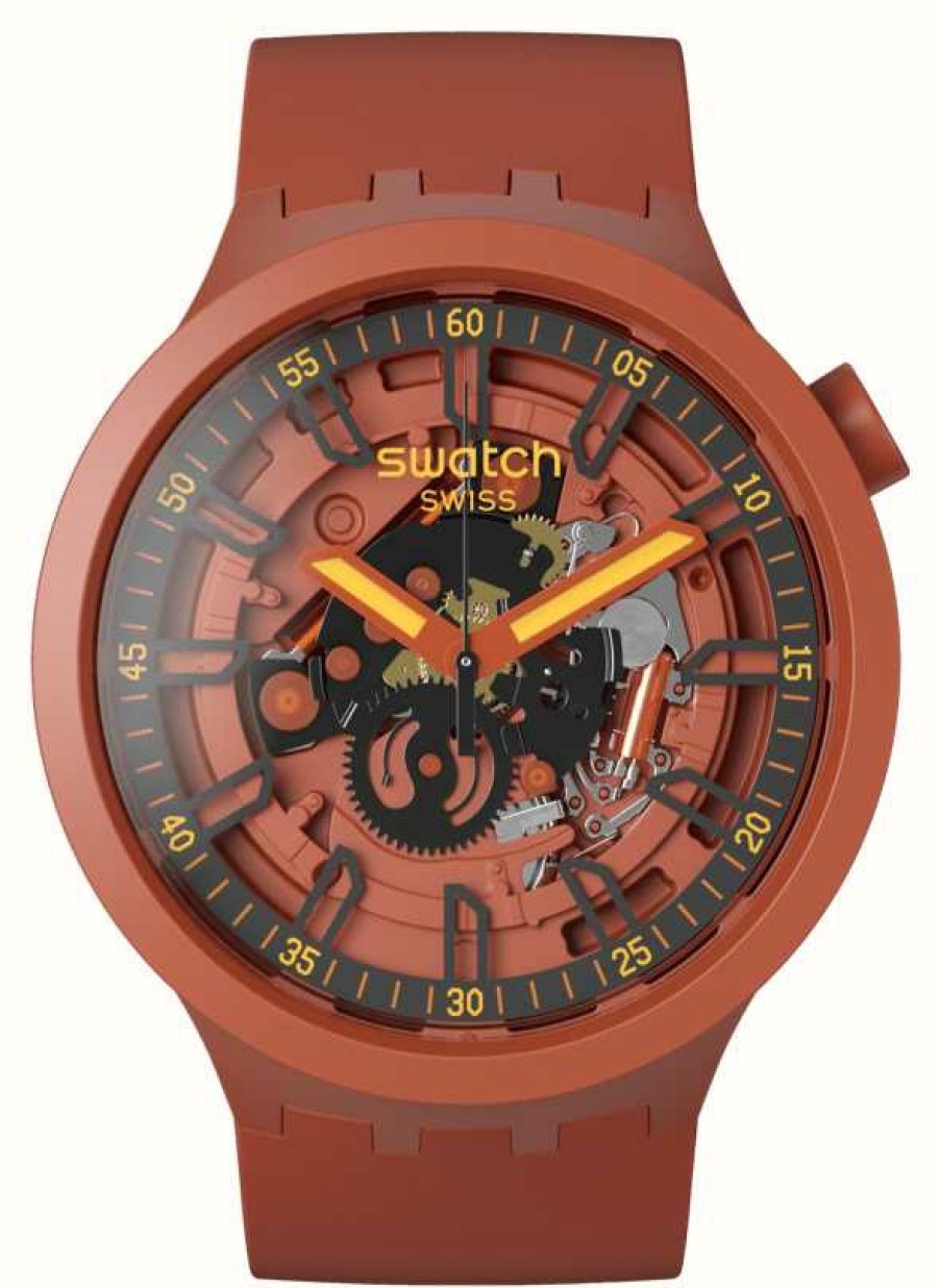 Men'S Swatch | Swatch Big Bold Open Hearts Red Watch