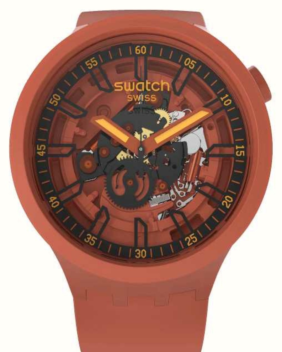 Men'S Swatch | Swatch Big Bold Open Hearts Red Watch