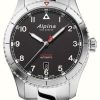 Men'S Alpina | Alpina Startimer Pilot Automatic (41Mm) Black Dial / Stainless Steel