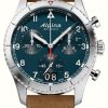 Men'S Alpina | Alpina Startimer Pilot Chronograph Big Date (41Mm) Blue Dial / Brown Leather