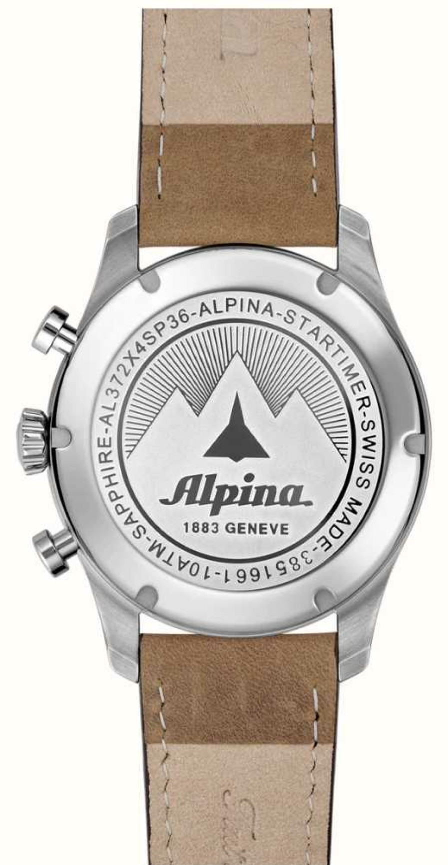 Men'S Alpina | Alpina Startimer Pilot Chronograph Big Date (41Mm) Blue Dial / Brown Leather