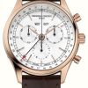 Men'S Frederique Constant | Frederique Constant Classic Chronograph | White Dial | Brown Leather Strap