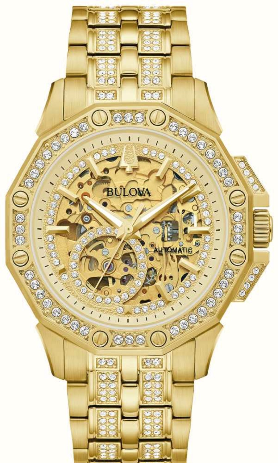 Men'S Bulova | Bulova Octava Automatic Crystal Set Gold-Tone Watch