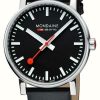 Men'S Mondaine | Mondaine Evo2 43Mm Stainless Steel Polished Case | Black