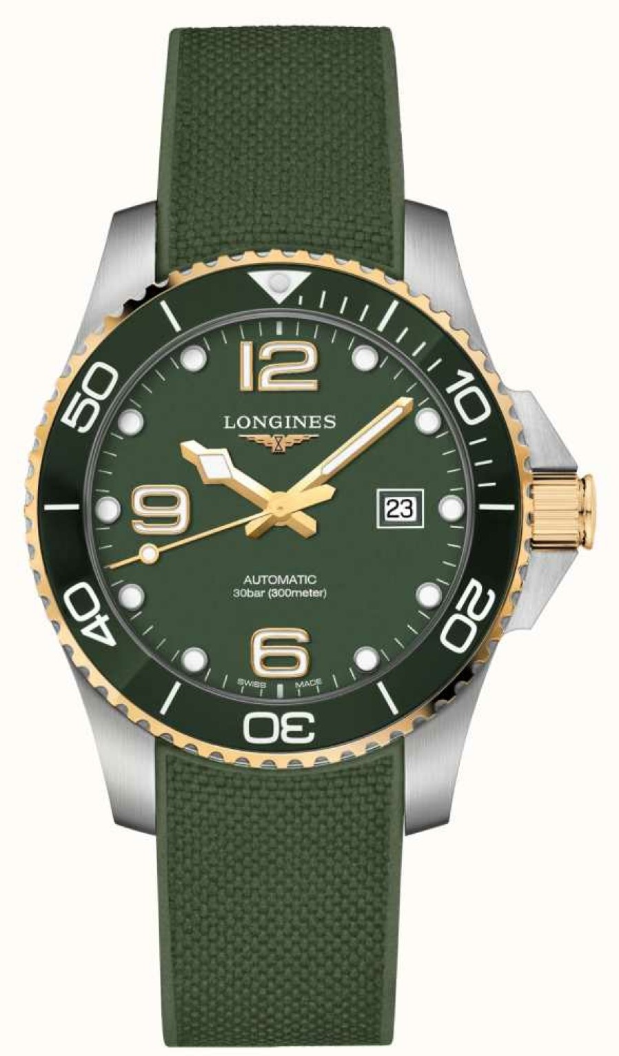 Men'S LONGINES | Longines Hydroconquest Automatic 43Mm Gold And Green Watch