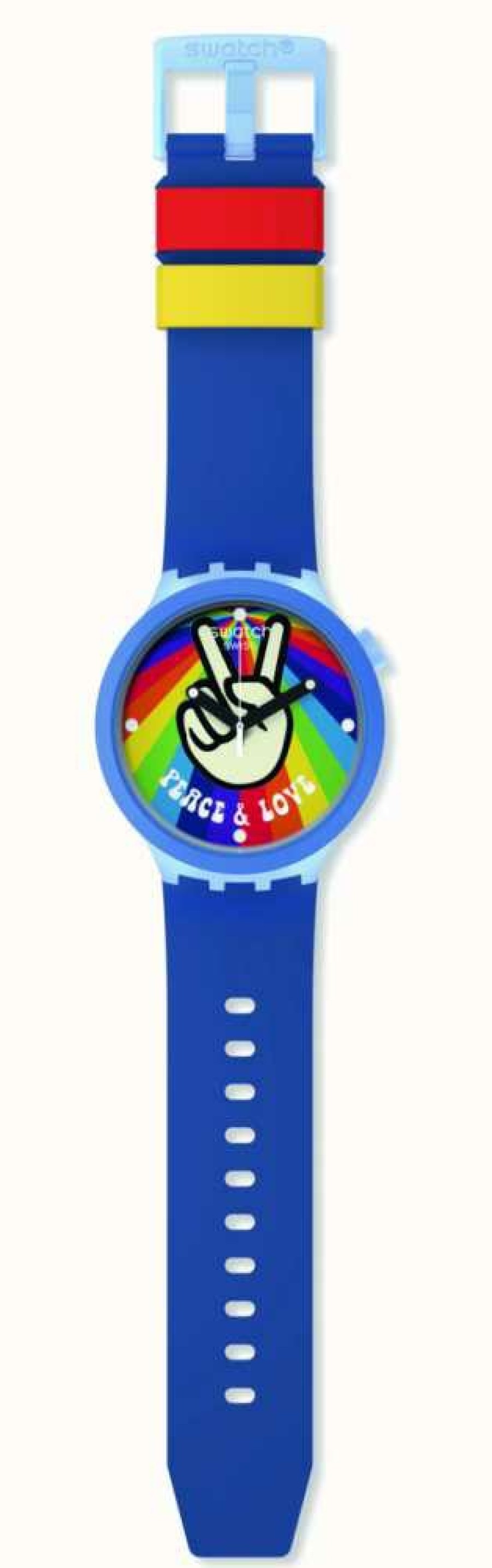 Men'S Swatch | Swatch Big Bold Bioceramic Peace Hand Love