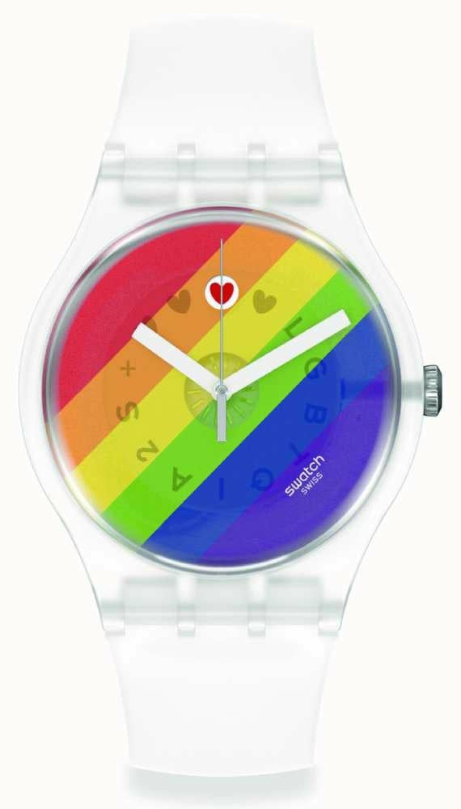 Men'S Swatch | Swatch Pride Stripe Fierce Rainbow Dial Watch