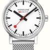 Men'S Mondaine | Mondaine Evo2 43Mm Stainless Steel Mesh Bracelet