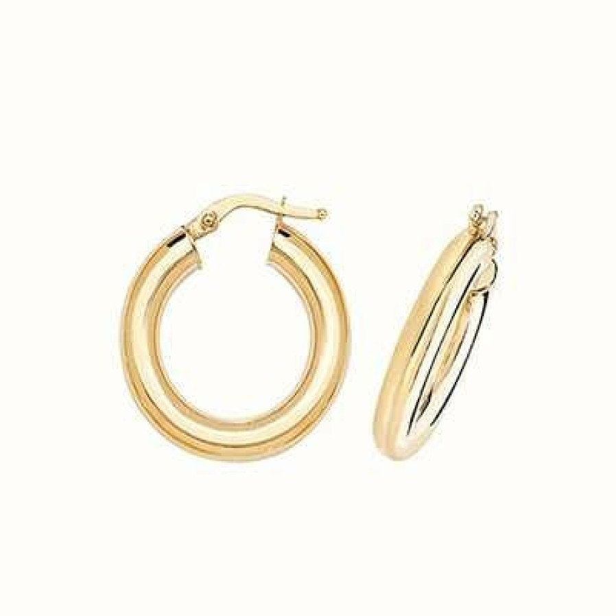 Jewelry James Moore | James Moore Th 9Ct Yellow Gold 10Mm Round Tube Hoop Earrings