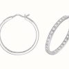 Jewelry James Moore | James Moore Th Silver Rhodium Plated Cubic Zirconia 20Mm Hoop Earrings