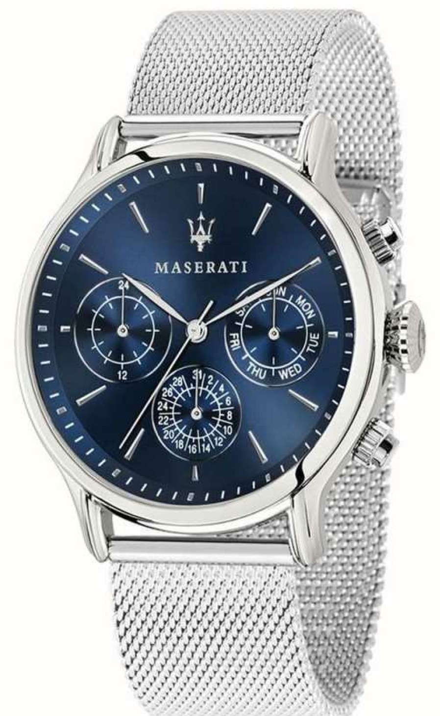 Men'S Maserati | Maserati Men'S Epoca | Blue Chronograph Dial | Steel Mesh Bracelet