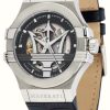 Men'S Maserati | Maserati Potenza | Automatic | Black Leather Strap