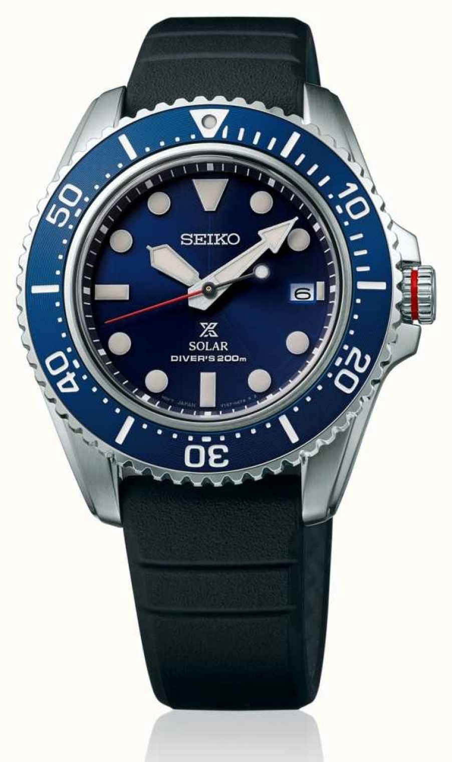 Men'S Seiko | Seiko Men'S Prospex 42.8Mm Solar Sapphire | Blue Dial | Black Silicone Strap