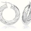 Jewelry James Moore | James Moore Th Silver 8Mm Twisted Hoop Earrings