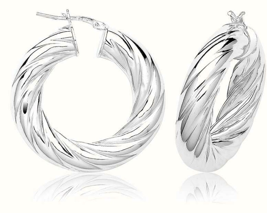 Jewelry James Moore | James Moore Th Silver 8Mm Twisted Hoop Earrings