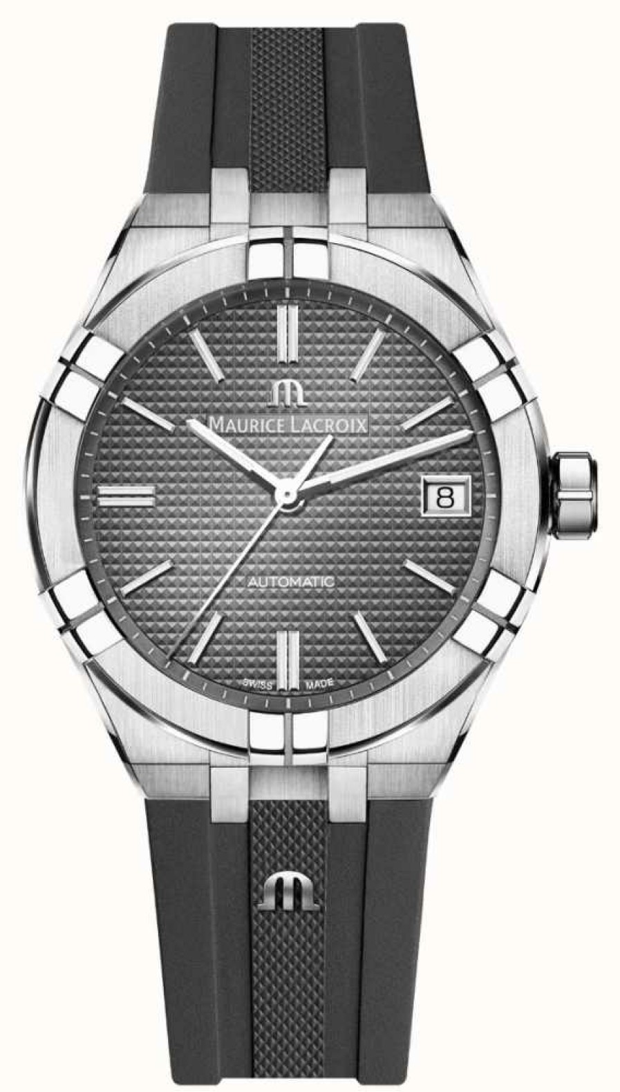 Men'S Maurice Lacroix | Maurice Lacroix Aikon Automatic (39Mm) Grey Clous De Paris Dial / Grey Rubber