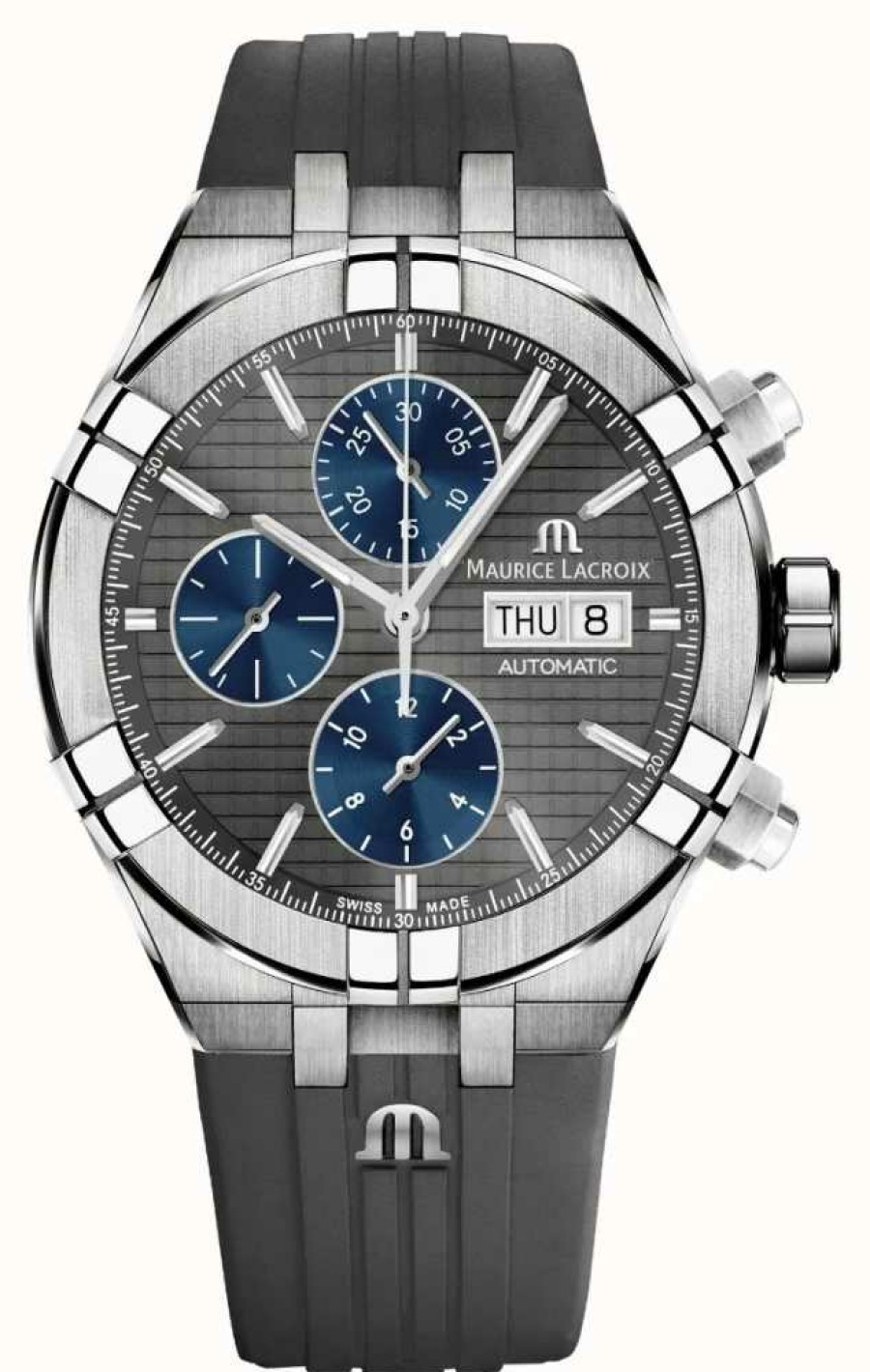 Men'S Maurice Lacroix | Maurice Lacroix Aikon Automatic Chronograph Titanium Day/Date (44Mm) Grey Dial / Grey Rubber