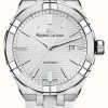 Men'S Maurice Lacroix | Maurice Lacroix Aikon Automatic (42Mm) Silver Clous De Paris Dial / Light Grey Rubber