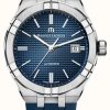 Men'S Maurice Lacroix | Maurice Lacroix Aikon Automatic (42Mm) Blue Clous De Paris Dial / Blue Rubber