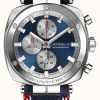 Men'S Herbelin | Herbelin Newport Heritage Chronograph (42Mm) Blue Dial / Blue Leather Strap