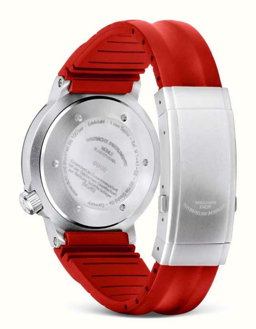 Men'S Muhle Glashutte | Muhle Glashutte S.A.R. Rescue-Timer Red Rubber Band Black Dial