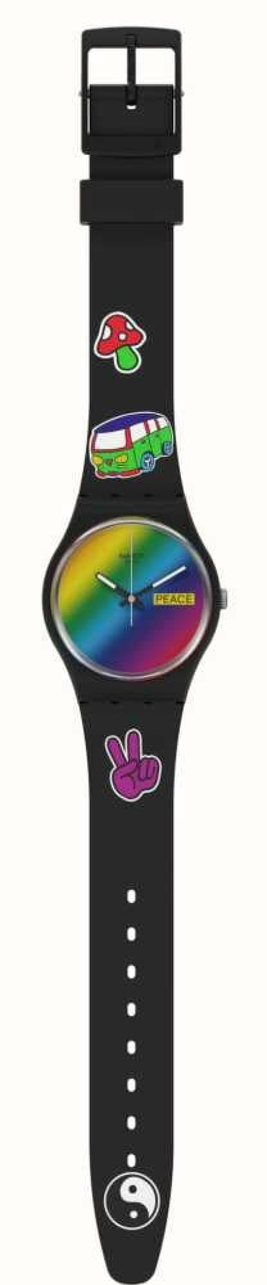 Men'S Swatch | Swatch Flower Power Go With The 'Bow Bioceramic Watch