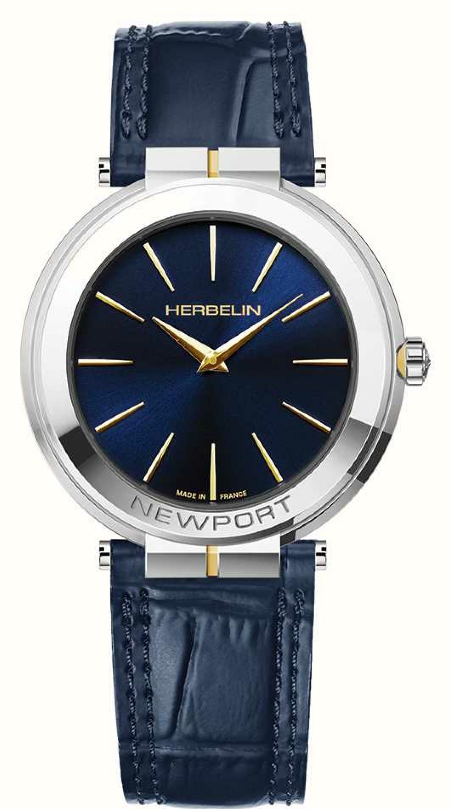 Men'S Herbelin | Herbelin Newport Slim (40Mm) Blue Dial / Blue Leather Strap