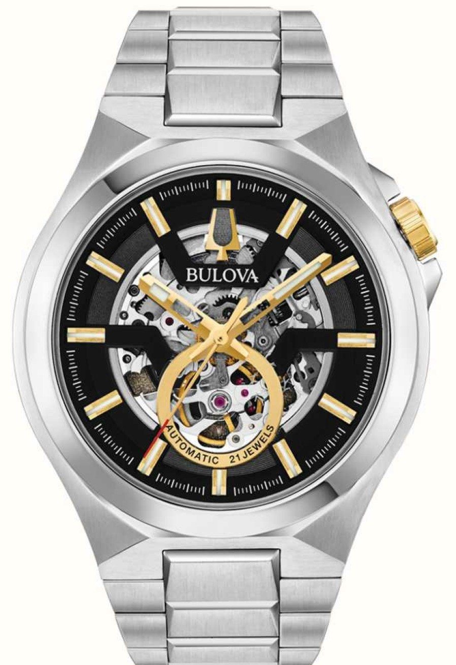 Men'S Bulova | Bulova Maquina | Men'S | Stainless Steel Bracelet | Skeleton Dial