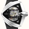 Men'S Hamilton | Hamilton Ventura Xxl Skeleton Automatic (45.5Mm) Black Light-Up Dial / Black Rubber Strap