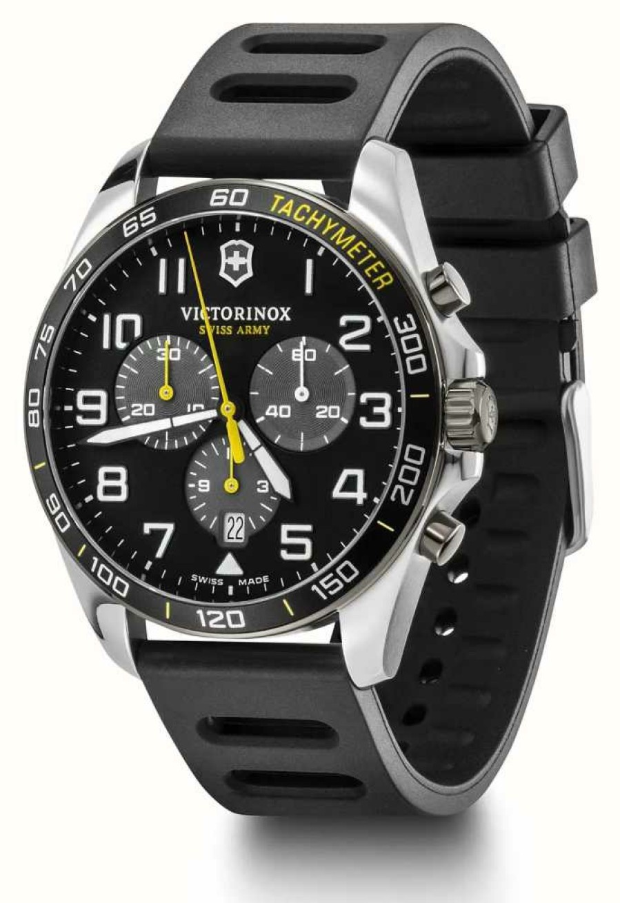 Men'S Victorinox | Victorinox Fieldforce Sport Chrono 42M | Black Dial | Black Rubber