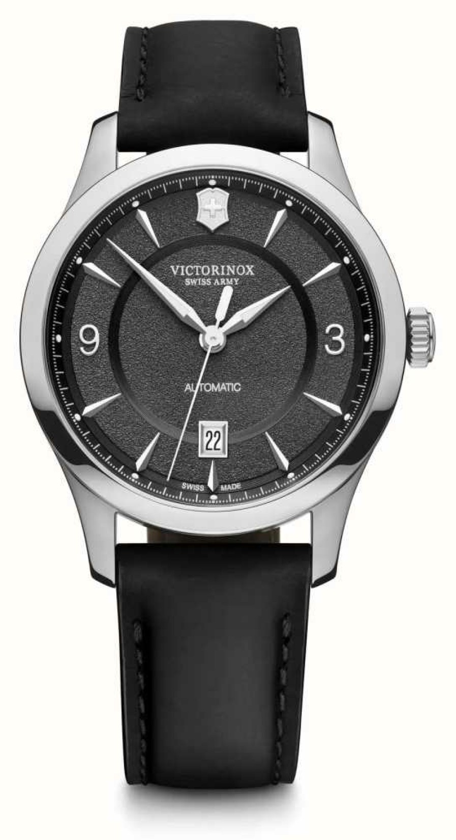 Men'S Victorinox | Victorinox Alliance Mecha O40, Black Dial, Black Leather Strap