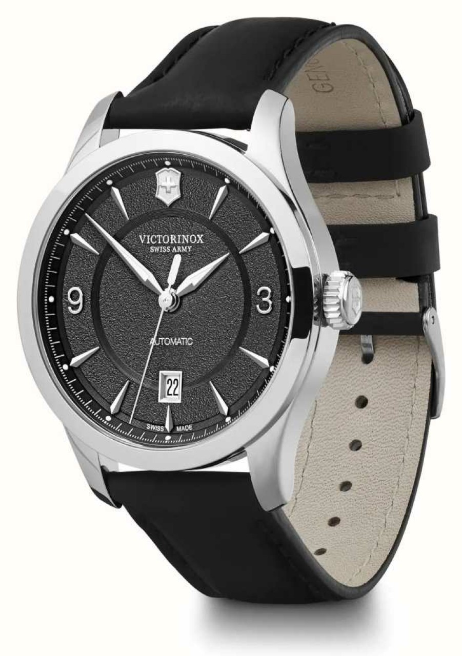 Men'S Victorinox | Victorinox Alliance Mecha O40, Black Dial, Black Leather Strap