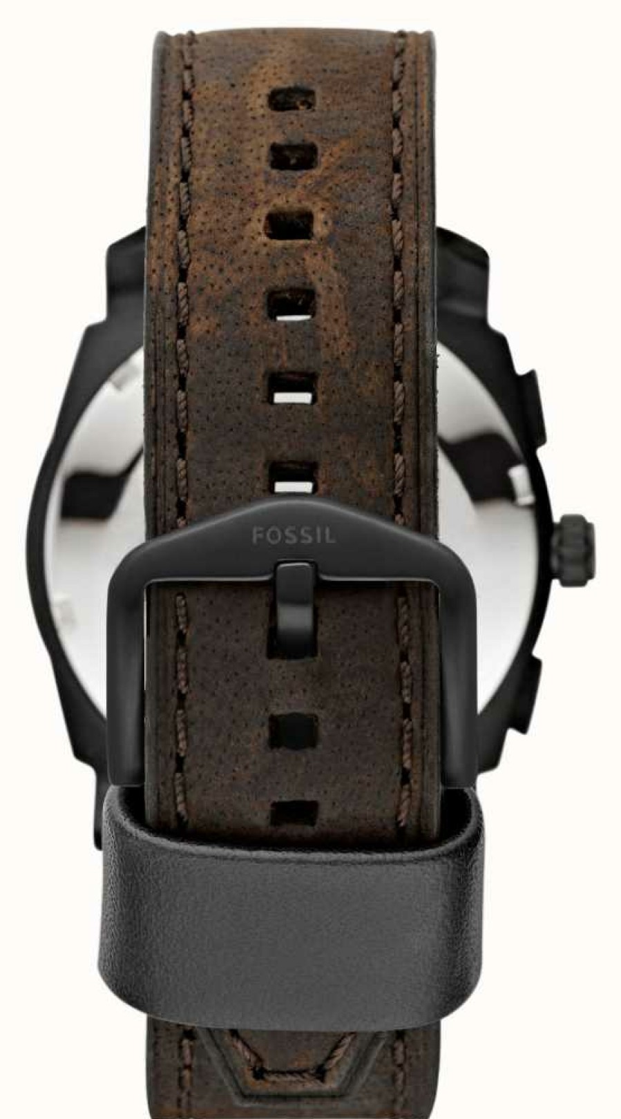 Men'S Fossil | Fossil Men'S Machine | Black Chronograph Dial | Brown Leather Strap