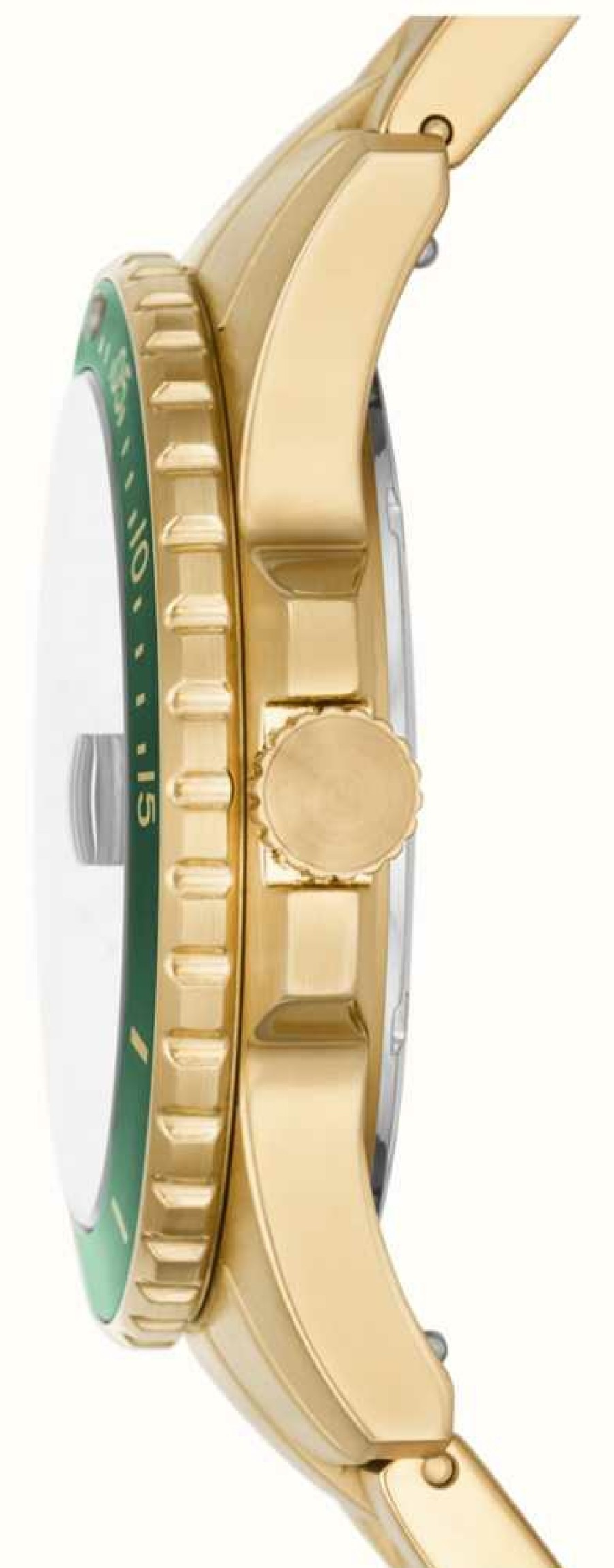 Men'S Fossil | Fossil Mens Gold Plated Bracelet Green Dial