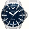 Men'S Emporio Armani | Emporio Armani Men'S Blue Dial Blue Rigged Bezel Watch