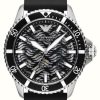 Men'S Emporio Armani | Emporio Armani Men'S Automatic | Cut-Out Dial | Black Silicone Strap