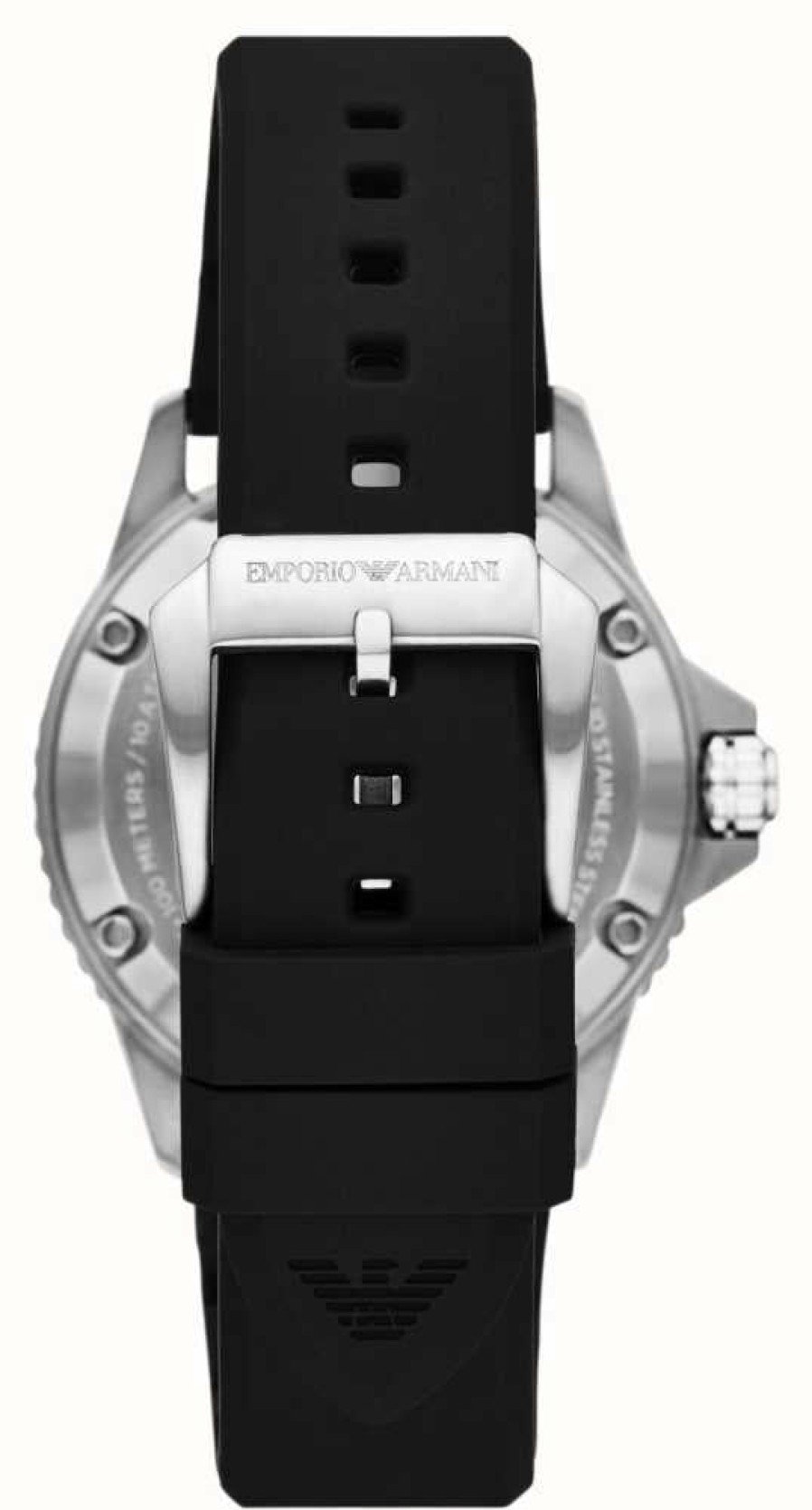 Men'S Emporio Armani | Emporio Armani Men'S Automatic | Cut-Out Dial | Black Silicone Strap