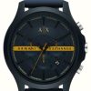 Men'S Armani Exchange | Armani Exchange Dark Blue Dial Chronograph | Blue Silicone Strap