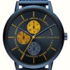 Men'S Armani Exchange | Armani Exchange Blue Day/Date Dial | Blue Stainless Steel Mesh